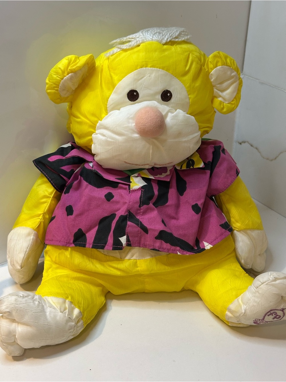 vintage 1987 Fisher-Price Wild Puffalumps yellow monkey plush